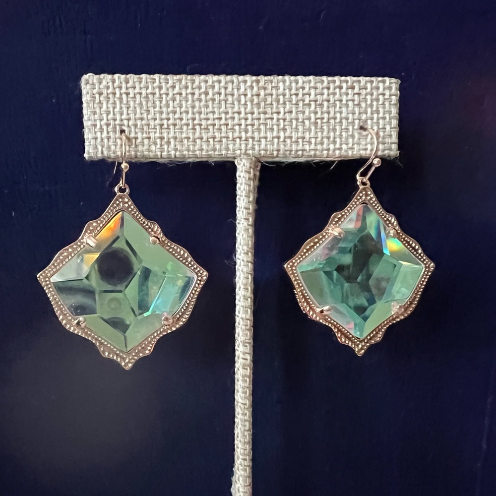 Kendra Scott Kristen Dichroic glass drops earrings with Rose gold color border